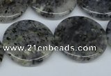 CMO27 15.5 inches 25mm flat round moss quartz beads wholesale