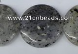 CMO28 15.5 inches 30mm flat round moss quartz beads wholesale