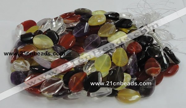 CMQ09 18*25mm twisted faceted teardrop multicolor quartz beads
