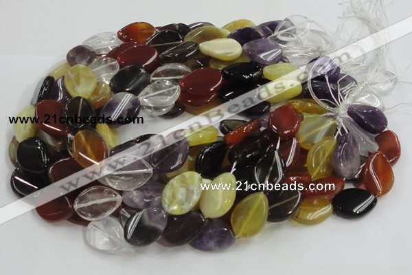 CMQ14 18*25mm twisted flat teardrop multicolor quartz beads