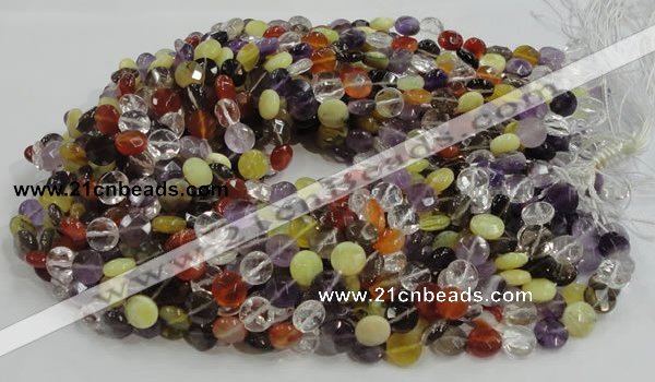 CMQ18 15.5 inches 10mm faceted coin multicolor quartz beads
