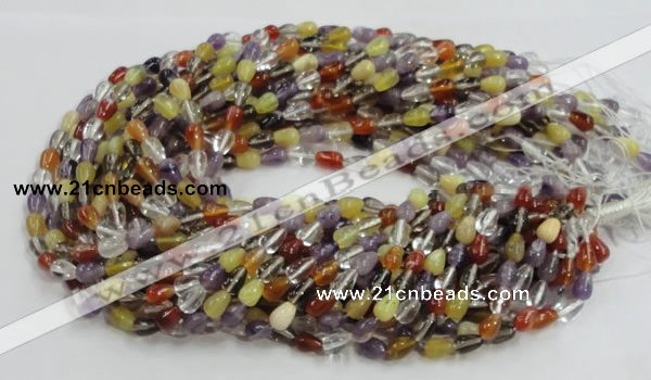 CMQ22 15.5 inches 6*10mm teardrop multicolor quartz beads