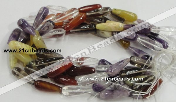 CMQ23 15.5 inches 10*30mm teardrop multicolor quartz beads