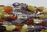 CMQ25 15.5 inches 6*12mm faceted rice multicolor quartz beads