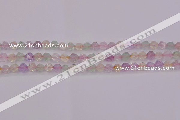 CMQ366 15.5 inches 6mm faceted nuggets mixed quartz beads