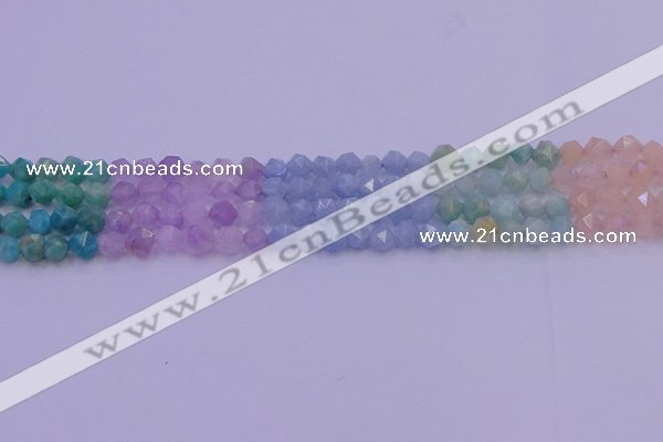 CMQ391 15.5 inches 6mm faceted nuggets mixed quartz beads