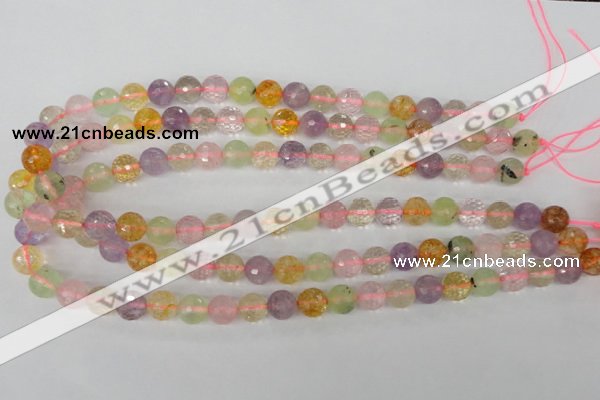CMQ53 15.5 inches 10mm faceted round multicolor quartz beads