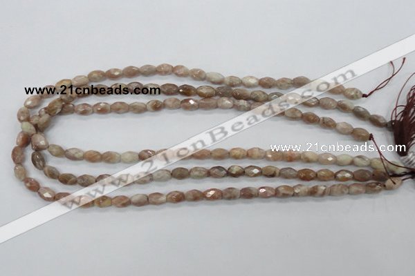 CMS100 15.5 inches 6*9mm faceted rice moonstone gemstone beads
