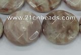 CMS114 15.5 inches 25mm faceted coin moonstone gemstone beads