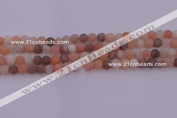 CMS1160 15.5 inches 6mm round matte rainbow moonstone beads