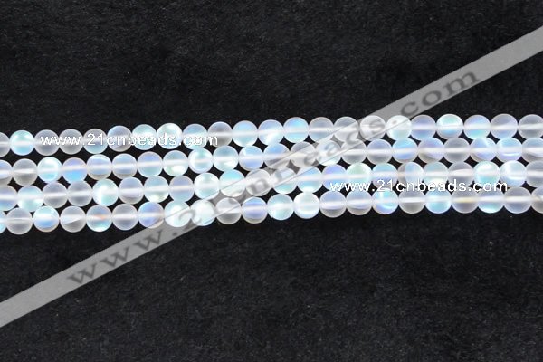 CMS1506 15.5 inches 6mm round matte synthetic moonstone beads