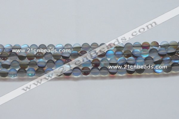 CMS1567 15.5 inches 8mm round matte synthetic moonstone beads