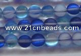 CMS1586 15.5 inches 6mm round matte synthetic moonstone beads