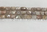CMS1783 15.5 inches 10*14mm faceted rectangle AB-color moonstone beads
