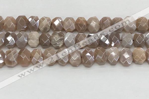 CMS1838 10*12mm - 12*16mm faceted freeform AB-color moonstone beads