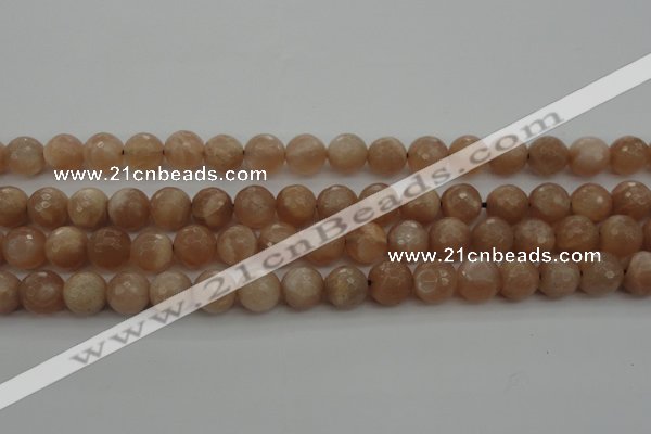 CMS942 15.5 inches 8mm faceted round A grade moonstone gemstone beads