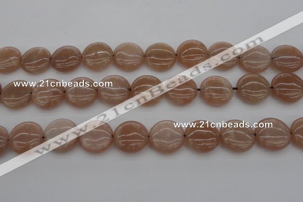 CMS959 15.5 inches 14mm flat round A grade moonstone beads