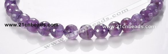 CNA08 12mm faceted round A- grade natural amethyst quartz beads