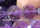 CNA1108 15.5 inches 8mm twisted & faceted coin amethyst beads