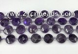 CNA1200 15.5 inches 16mm faceted coin amethyst beads wholesale