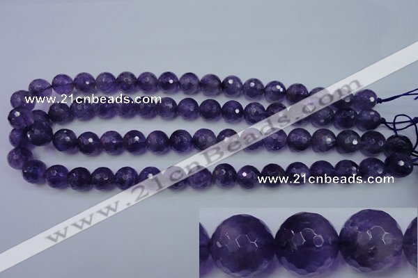 CNA254 15.5 inches 12mm faceted round natural amethyst beads