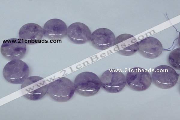 CNA438 15.5 inches 25mm flat round natural lavender amethyst beads