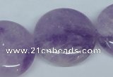 CNA439 15.5 inches 30mm flat round natural lavender amethyst beads