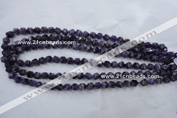 CNA502 15 inches 8mm faceted nuggets amethyst gemstone beads