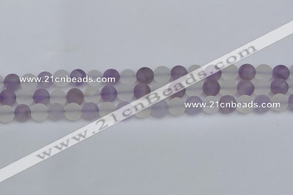 CNA737 15.5 inches 8mm round matte amethyst & white crystal beads