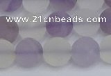 CNA739 15.5 inches 12mm round matte amethyst & white crystal beads