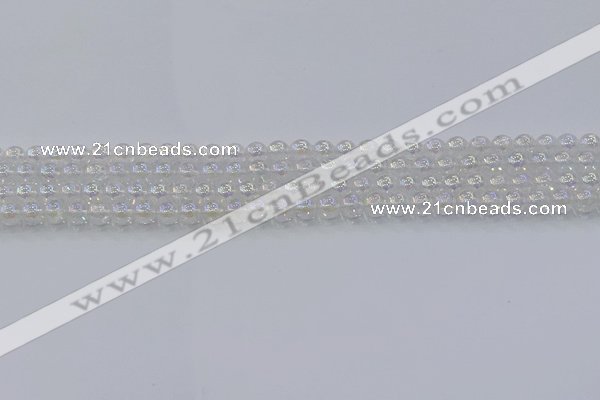 CNC560 15.5 inches 4mm round plated crackle white crystal beads