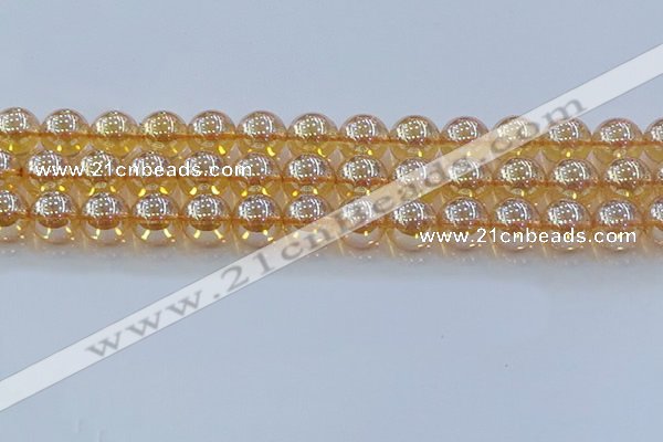 CNC580 15.5 inches 14mm round plated natural white crystal beads