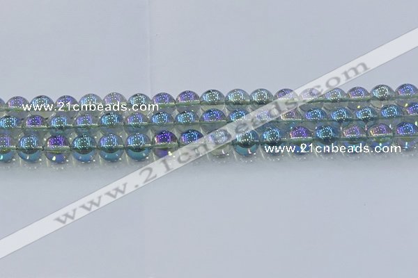 CNC584 15.5 inches 10mm round plated natural white crystal beads
