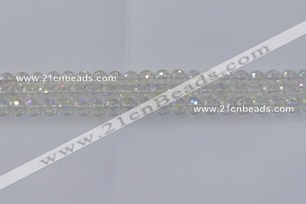 CNC601 15.5 inches 6mm faceted round plated natural white crystal beads