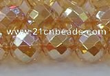 CNC624 15.5 inches 14mm faceted round plated natural white crystal beads