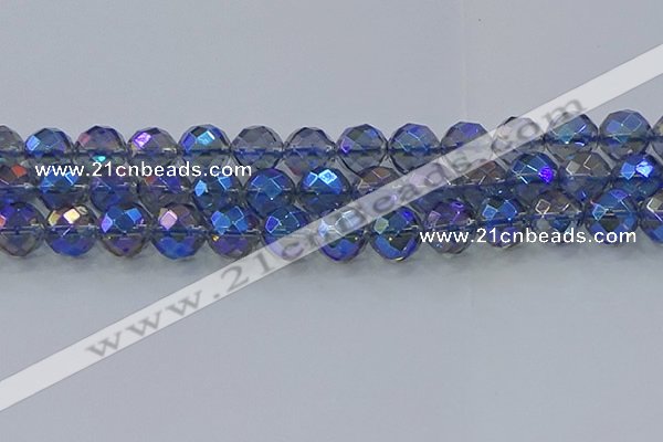 CNC637 15.5 inches 14mm faceted round plated natural white crystal beads