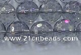 CNC642 15.5 inches 12mm faceted round plated natural white crystal beads