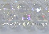 CNC648 15.5 inches 12mm faceted round plated natural white crystal beads