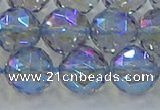 CNC661 15.5 inches 14mm faceted round plated natural white crystal beads