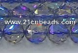 CNC667 15.5 inches 14mm faceted round plated natural white crystal beads