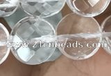CNC746 15.5 inches 12mm faceted coin white crystal beads