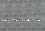 CNC83 15.5 inches 10mm carved round matte white crystal beads