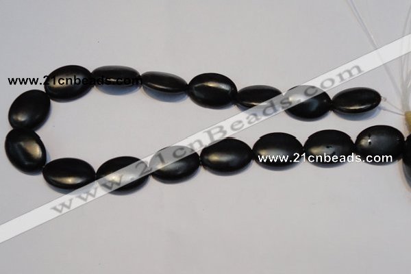 CNE18 15.5 inches 18*25mm oval black stone needle beads wholesale