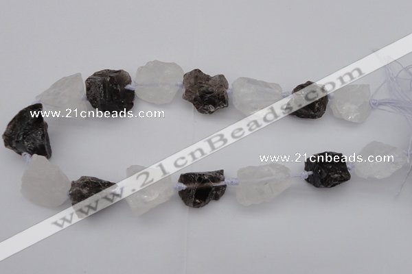 CNG1007 15.5 inches 15*25mm - 25*30mm nuggets white & smoky quartz beads