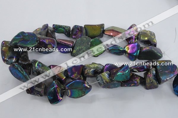 CNG1325 15.5 inches 15*20mm - 22*30mm nuggets plated quartz beads