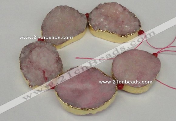 CNG1499 8 inches 30*35mm - 35*45mm freeform agate beads with brass setting