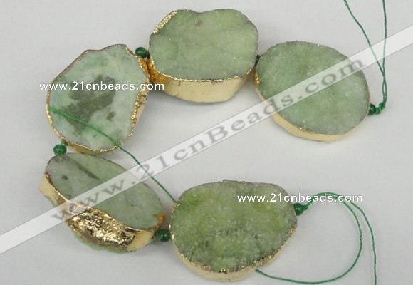 CNG1500 8 inches 30*35mm - 35*45mm freeform agate beads with brass setting