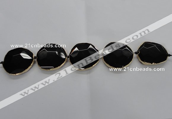 CNG1600 8 inches 38*45mm - 45*48mm freeform agate beads with brass setting