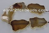 CNG1650 8 inches 35*50mm - 45*65mm freeform agate beads with brass setting