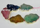 CNG1690 8 inches 35*50mm - 45*65mm freeform agate beads with brass setting